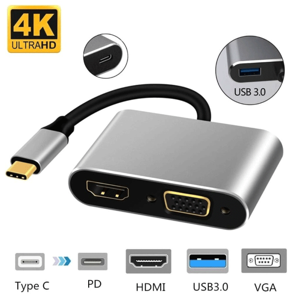 USB-C-ZU-HDTV-VGA+USB+PD-ADAPTER 4IN1 BYL-2001