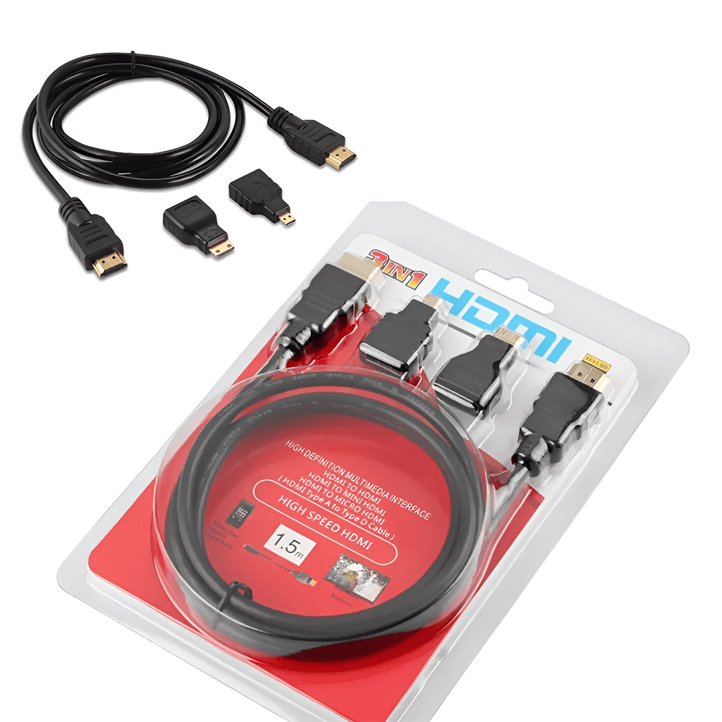 HDMI to HDMI 3 - in - 1 Cable with Mini and Micro HDMI Converters - Joche