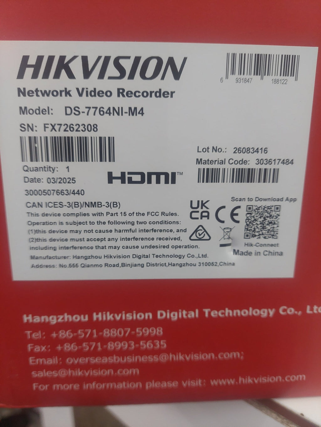 HIKVISION 64CH NVR.DS - 7764NI - M4.4 SATA - Joche