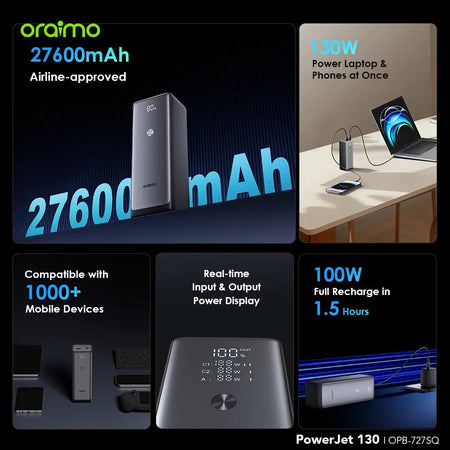 Oraimo 130W Ultra - Fast Laptop Power Bank – High - Capacity Portable Charger for Laptops and Devices - Joche