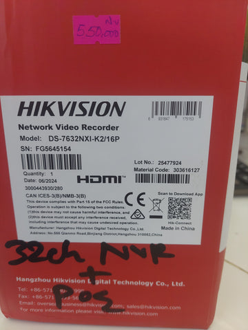 HIKVISION 32 CHANNEL NVR WITH POE