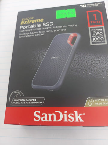 1TB  SANDISK EXTREME EXTERNAL PORTABLE SSD