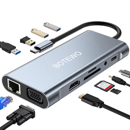 Type - C Docking Station 11 - in - 1 – Multifunction USB - C Hub with HDMI, Ethernet, and Power Delivery - Joche