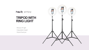 HAVIT ST7026 /ST7612 TRIPOD STAND WITH 10 INCHES RING LIGHT